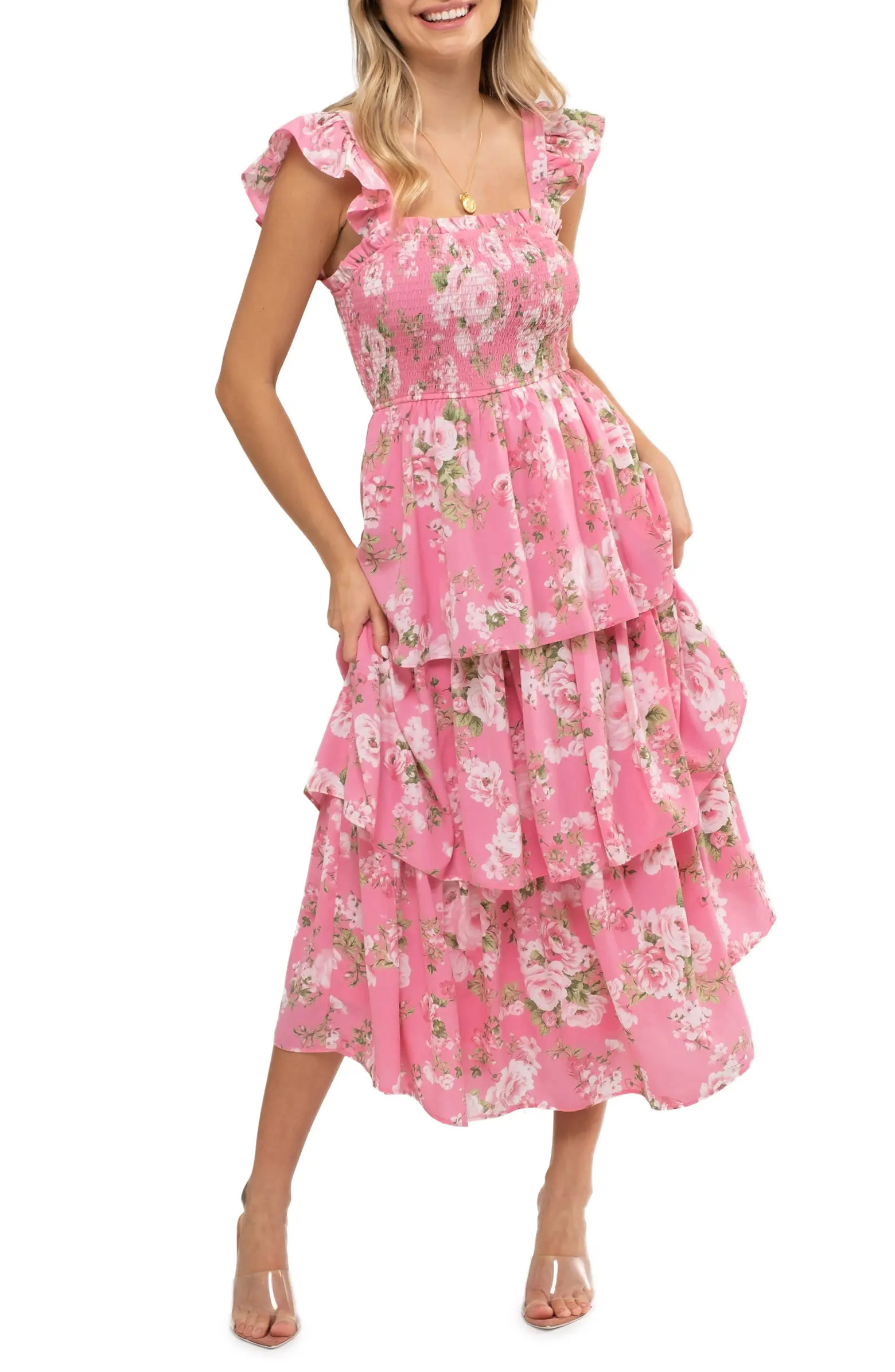 Floral Tiered Midi Dress | Nordstrom Rack