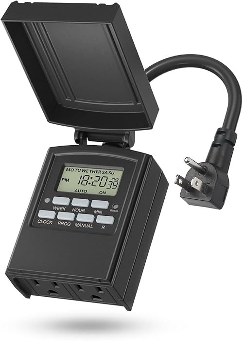 BN-LINK 7 Day Outdoor Heavy Duty Digital Programmable Timer, Outdoor Timer Outlet Waterproof, 2 G... | Amazon (US)