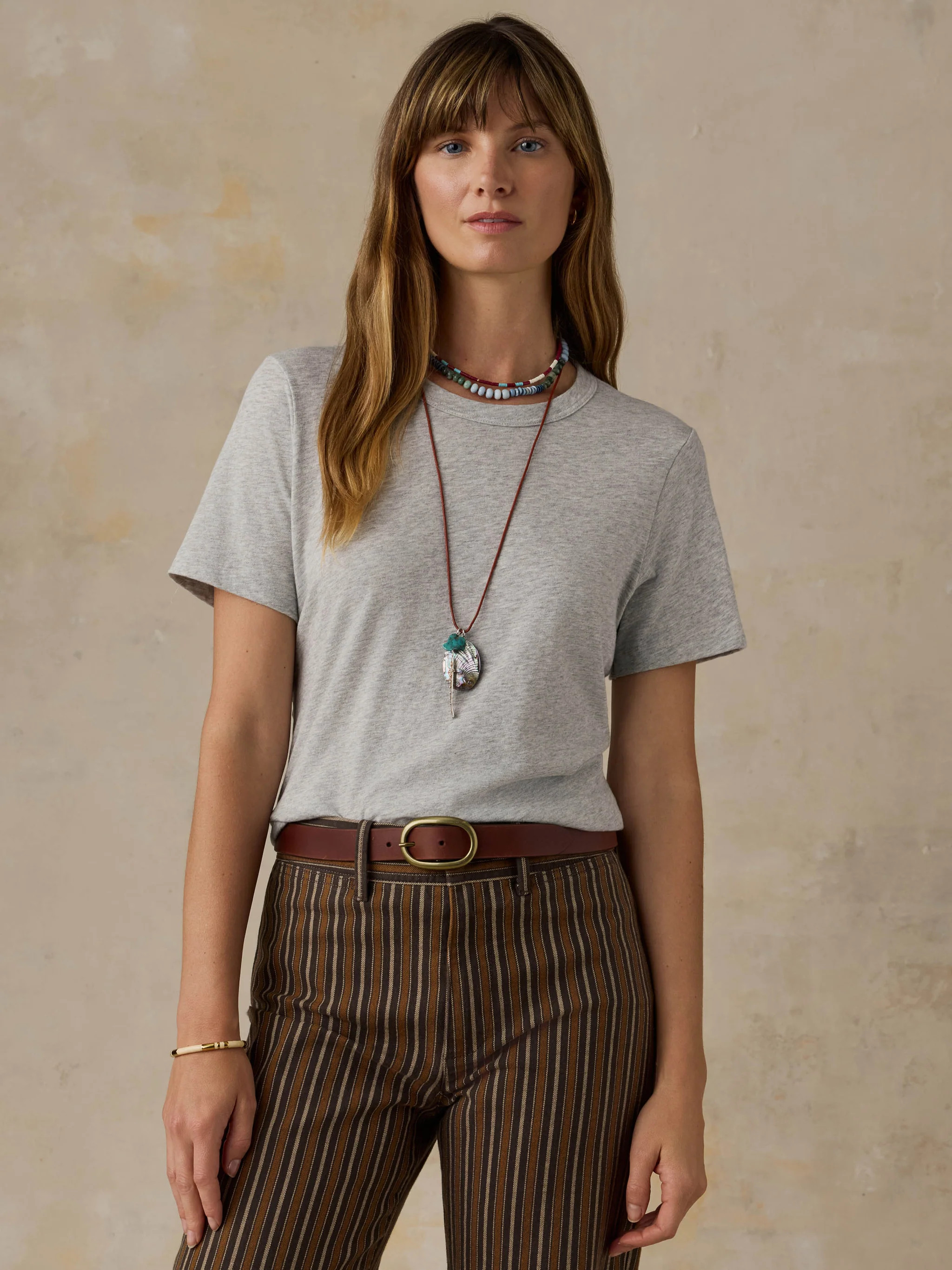 Sunwashed Regenerative Tee - Dune Grey Heather | Faherty
