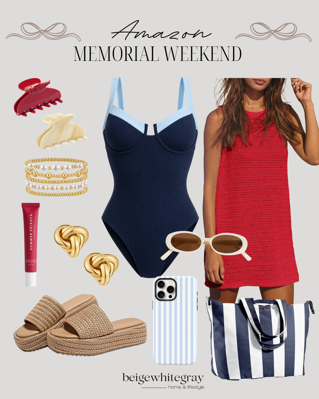 Memorial Weekend ready! Beach chic with these top picks from Amazon. #BeachReady #AmazonFinds