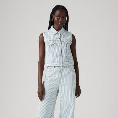 Levi's® Women's Vest - Handy Woman M: Slim Fit Denim, Stripe Pattern, Adjustable Waistband, Front Button Down | Target