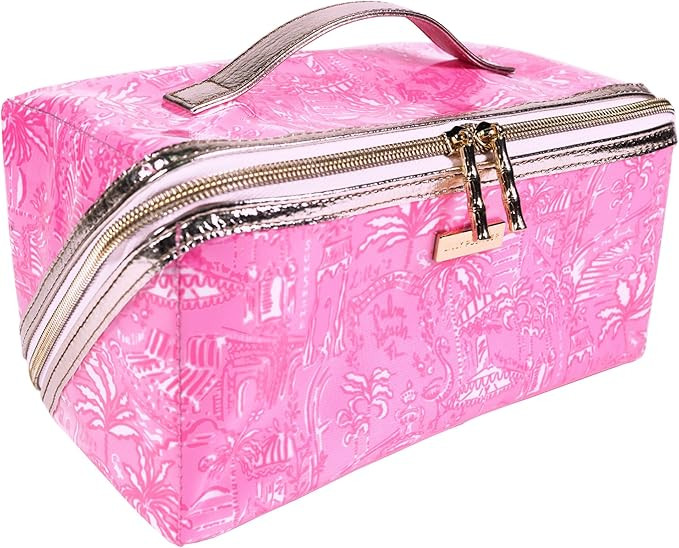 Lilly Pulitzer Travel Cosmetic Case, Lay Flat Zipper Carryall Pouch with Wipeable Lining (Palm Be... | Amazon (US)