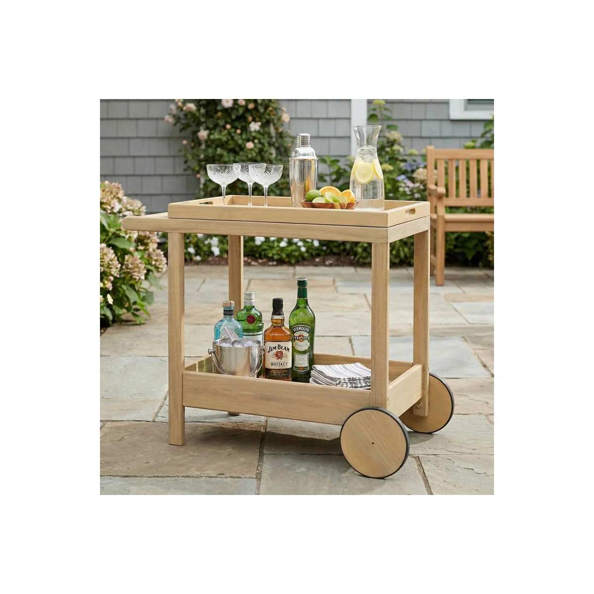 Outdoor Rolling Bar Cart, Portable Serving Cart for Patio, Backyard & Outdoor Entertaining | Wayfair North America