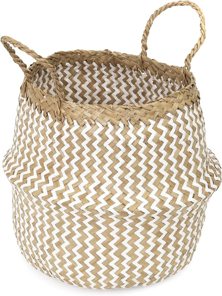 Compactor Natural Woven Seagrass Belly Storage Basket, Foldable Plant Pot, Laundry Basket and Toy... | Amazon (US)