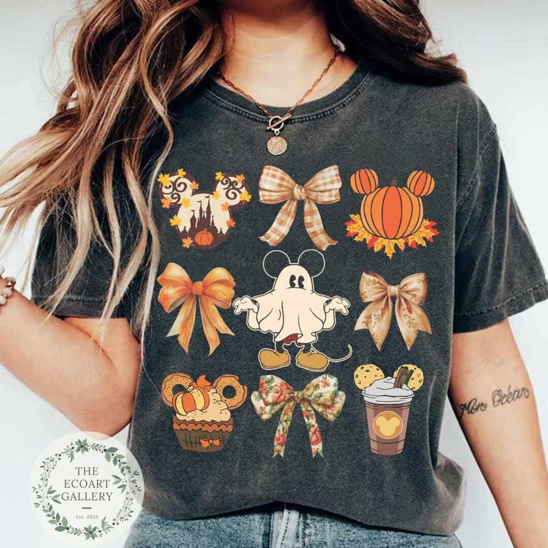 Coquette Bows Fall Vibes Shirt, Disney Fall Vibes 2024 Mickey Ghost Hello Fall Shirt, Pumpkin Spi... | Etsy (US)