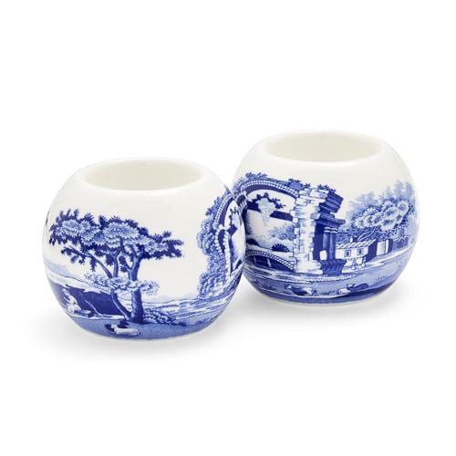Spode Blue Italian Tealight Holders | Set of 2 Round Tealight Holders | Made of Fine Porcelain | 4 Inch Candle Holders for Home Décor and Housewarming Gift | Dishwasher Safe | Amazon (US)
