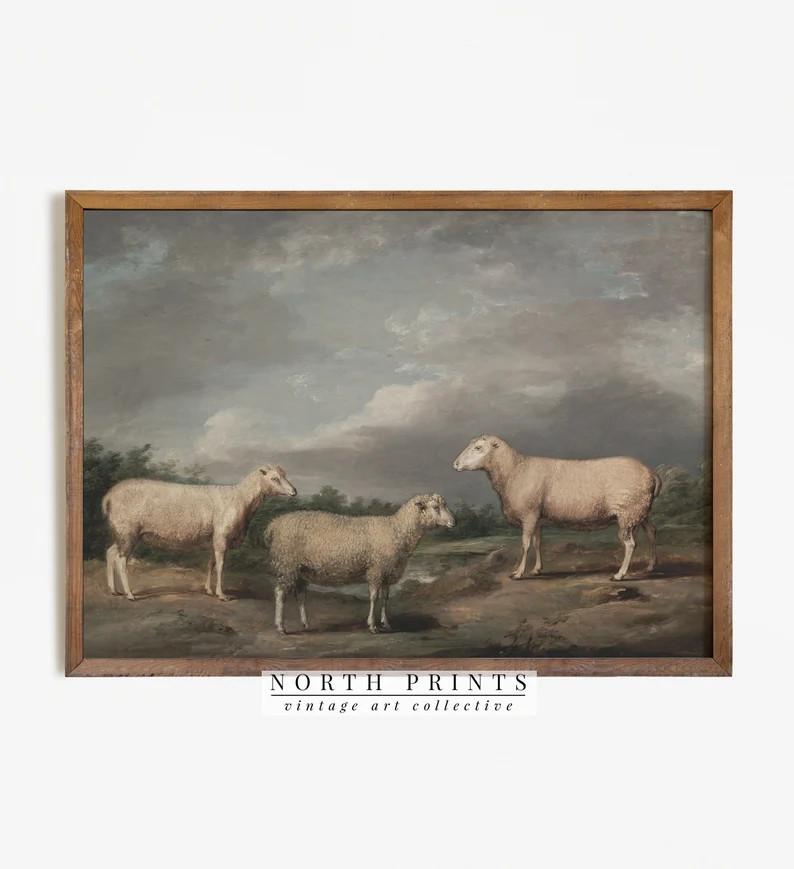 Vintage Nursery Print  Vintage Three Sheep Farmhouse Painting - Etsy | Etsy (US)