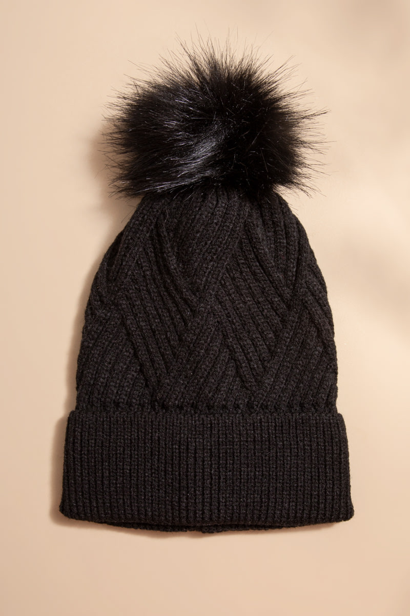 Rosalie Cuffed Pom Pom Beanie | Francesca's
