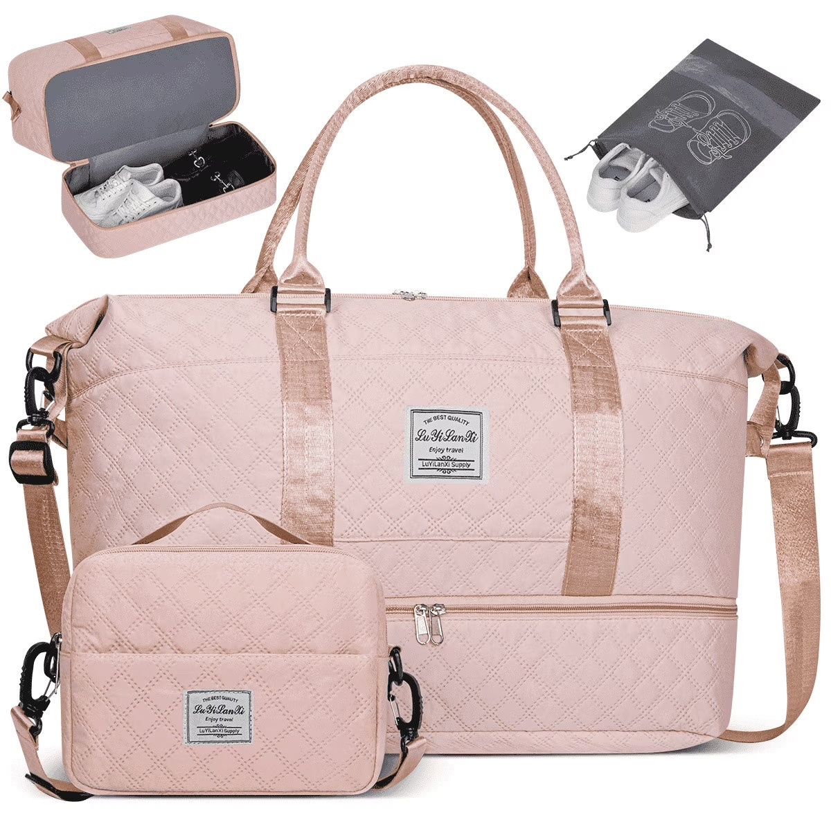 This travel set has EVERYTHING you need to stay organized ✨
I love that it comes with multiple bags, including a separate space for shoes and essentials 🧳
Perfect for travel, gym, or weekend trips! 

 #LTKTravel