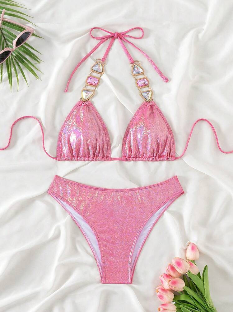 Swim EVENT 2pcs/Set Sparkly Crystal Decorated Bikini Summer | SHEIN