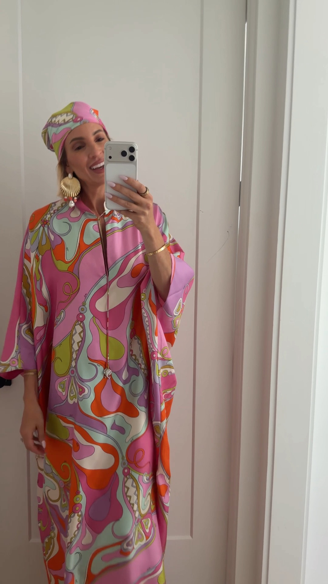 Kaftan is one size fits all. The designer inspired shoes run in only whole sizes. I’m an 8 1/2 and I ordered a 9 and they fit perfectly. ￼

#LTKootd #LTKTravel #LTKSaleAlert