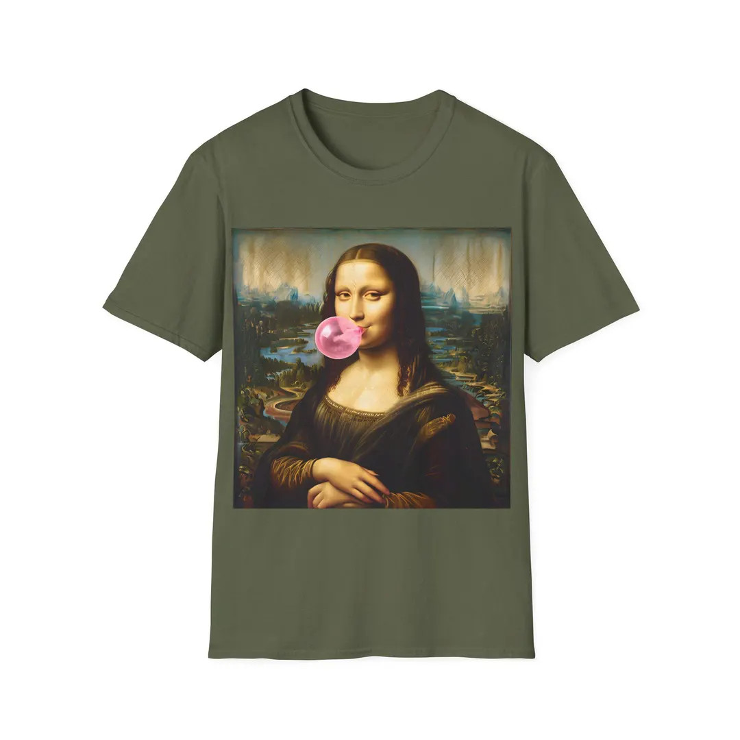Artistic Mona Lisa Bubble Gum Soft Tee, Classic Unisex Shirt, Painting Print Tshirt Gift, Leonard... | Etsy (US)