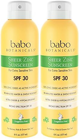 Babo Botanicals Sheer Zinc Continuous Spray Sunscreen SPF 30 with 100% Mineral Active, Unscented 12  | Amazon (US)