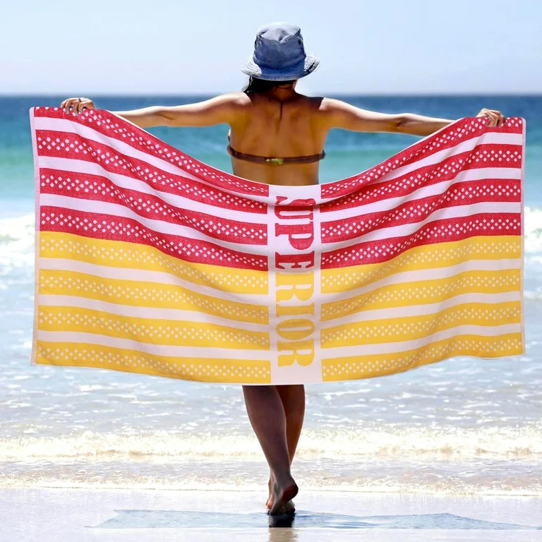 Superior Toalla de Playa Grande y Extragrande de Algod\u00f3n a Rayas, 34" x 68", C\u00e1lida, Ro... | Walmart (US)