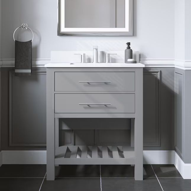 allen + roth Merle 30-in Agreeable Gray Undermount Single Sink Bathroom Vanity with White Enginee... | Lowe's