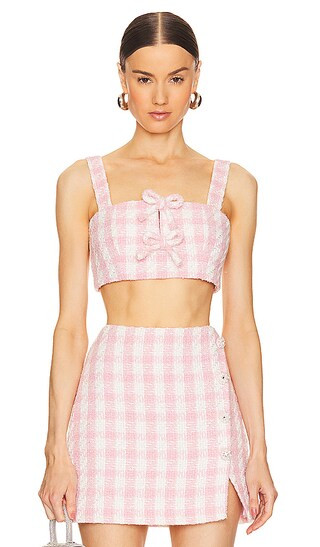 Boucle Crop Top in Pink | Revolve Clothing (Global)