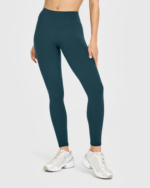 SoftMotion™ High Waisted Leggings with White Logo 
 Oil Blue | Oner Active (UK / US)