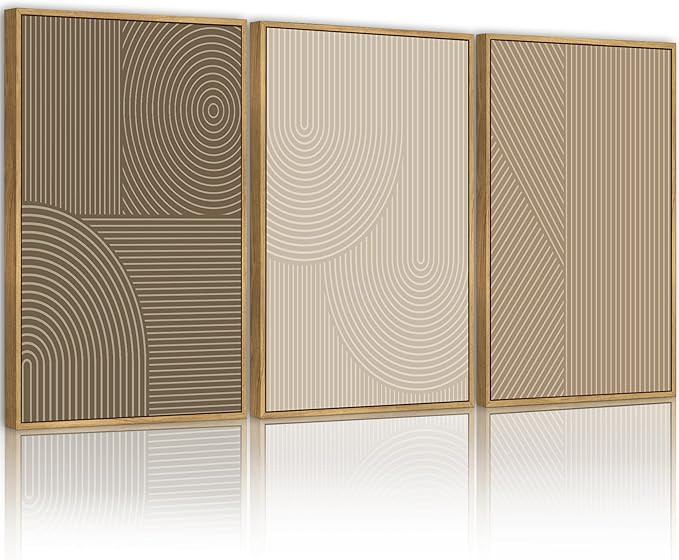PHOPAGO Minimalist Abstract Framed Wall Art Modern Boho Neutral Line Wall Decor Geometric Artwork... | Amazon (US)