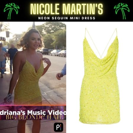 Miami Mini // Get Details On Nicole Martin’s Neon Sequin Mini Dress With The Link In Our Bio #RHOM #NicoleMartin