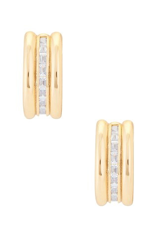 MEGA Baguette Earrings in 14k Gold Plated | FWRD | FWRD 