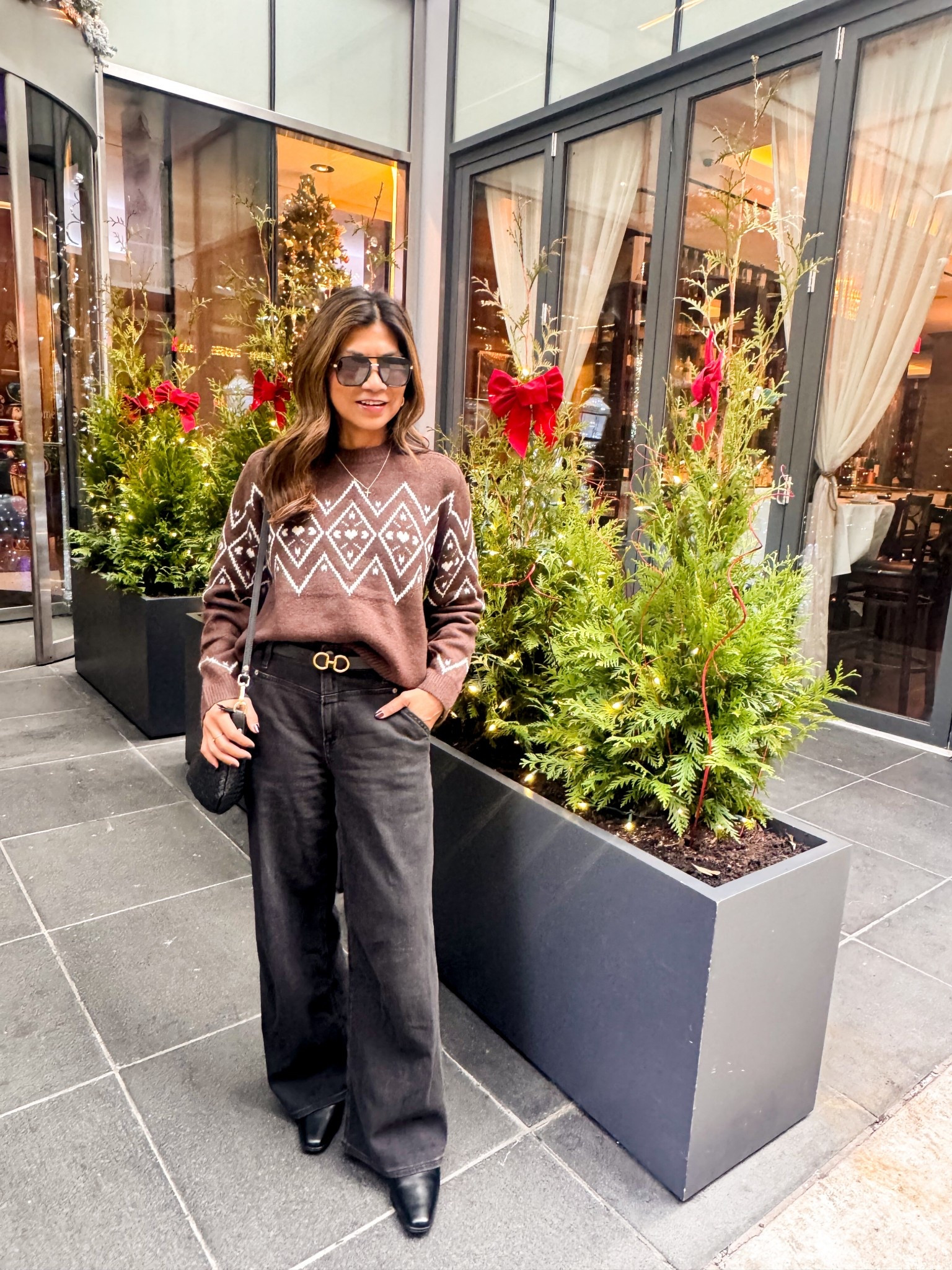 I’m 5’2” 118#ish for reference .
Sweater in XS tts-Abercrombie Sale 
Jeans in size 2 short length tts.
Boots tts.

Coat in small tts. High quality wool coat.

What I wore to NYC, sightseeing outfit.

#LTKHoliday #LTKPetite #LTKCyberWeek