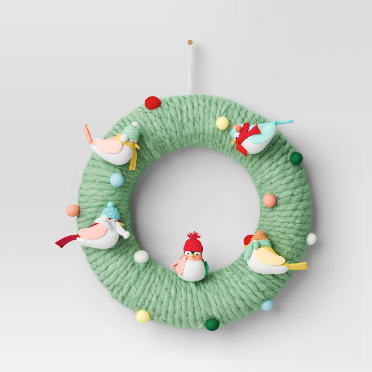 16.25" Featherly Friends Fabric Bird Decorative Christmas Wreath Green - Wondershop™ | Target