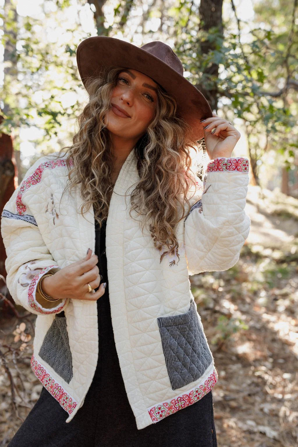 Adeline Embroidered Jacket - Cream | Three Bird Nest