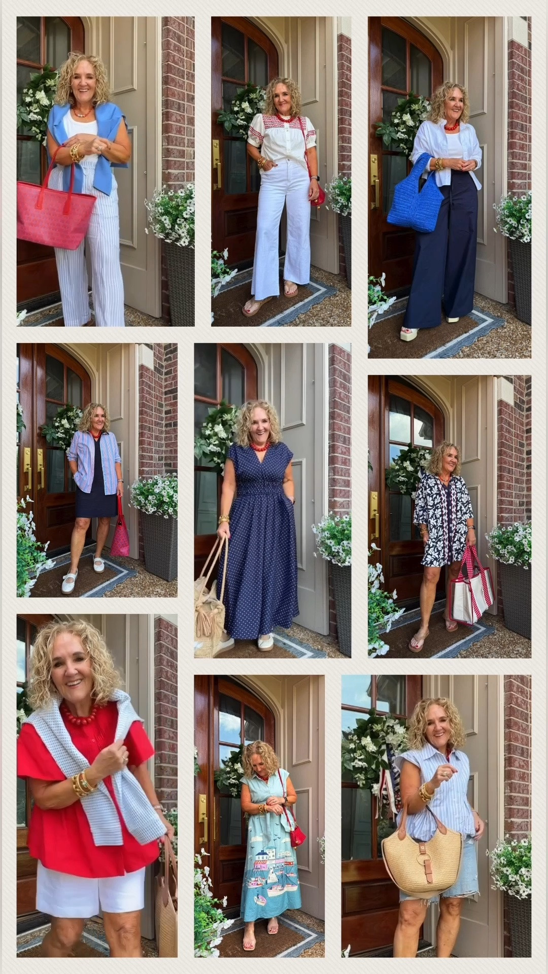 Red white & blue 4th of July celebrations
Everything true to size medium, 8, or 29 except noted below.
I have also posted individual outfits in LTK that have all the accessories links included. 
Splendid navy blue poplin pants size small
White linen shorts 8 petite
Talbots navy knit dress medium petite
Navy blazer 10 petite
White performance poplin blouse small
Spanx gingham pants medium petite

#LTKOver40 #LTKSeasonal #LTKootd