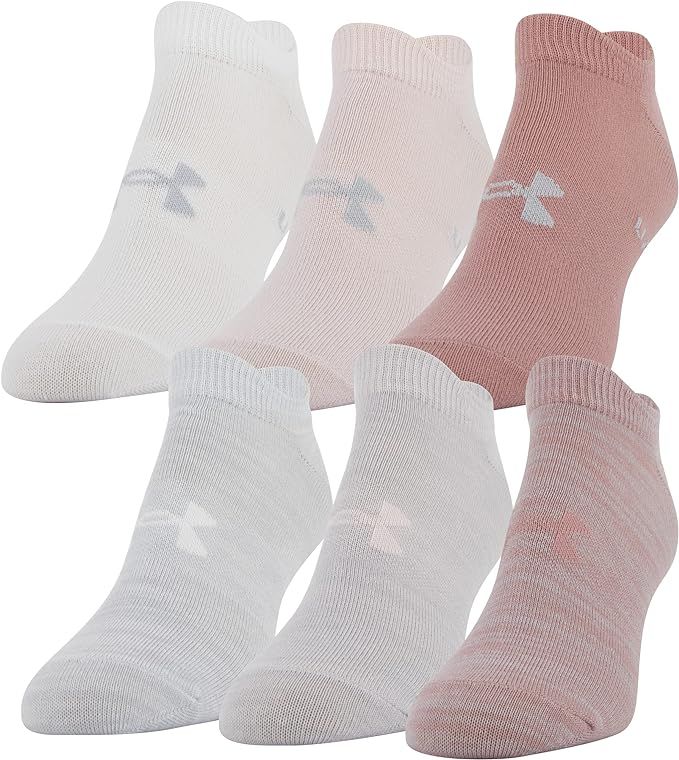 Under Armour Women's Essential 2.0 Lightweight No Show Socks, 6-Pairs , Pink Clay Assorted , Medi... | Amazon (US)