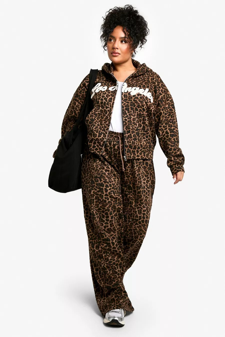 Plus All Over Leopard Straight Leg Sweatpant | boohoo (US & Canada)