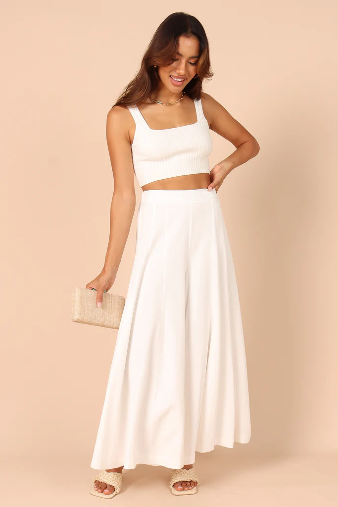 Deanna Wide Leg Pants - White | Petal & Pup (US)