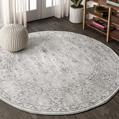 JONATHAN Y Modern Vintage Light Grey 6' Round Area Rug | Target