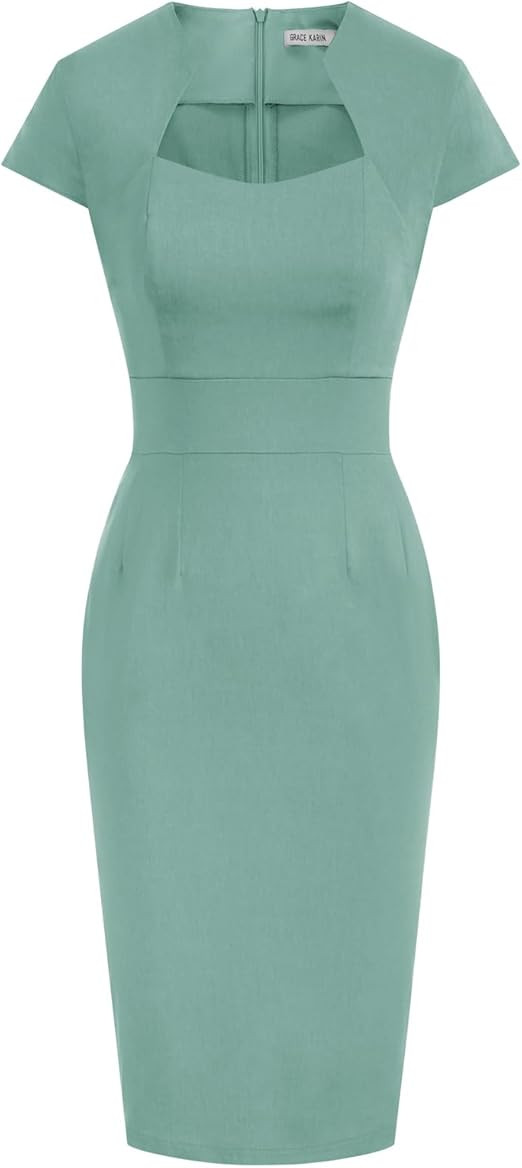 GRACE KARIN Women Cocktail Dress Cap Sleeve Vintage Pencil Wedding Guest Dress Wear to Work Dress | Amazon (US)