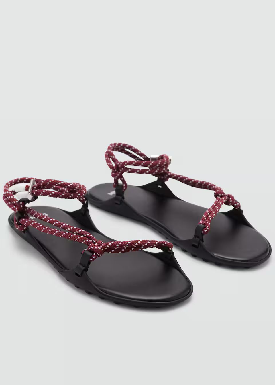 Combined lace-up sandal -  Women | Mango USA | MANGO (US)