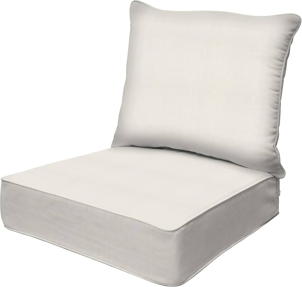 Honeycomb Outdoor Deep Seat, 24 x 23, Textured Solid Bone Chair Cushion for Patio Furniture | Amazon (US)