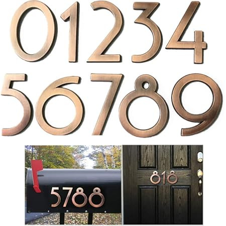 Diggoo 20 Pack Mailbox Numbers 0-9, 4 Inch High, Door Address Numbers Stickers for Apartment, House, Room, Office, Cars, Trucks, Bronze Plating Process Number Sign | Amazon (US)