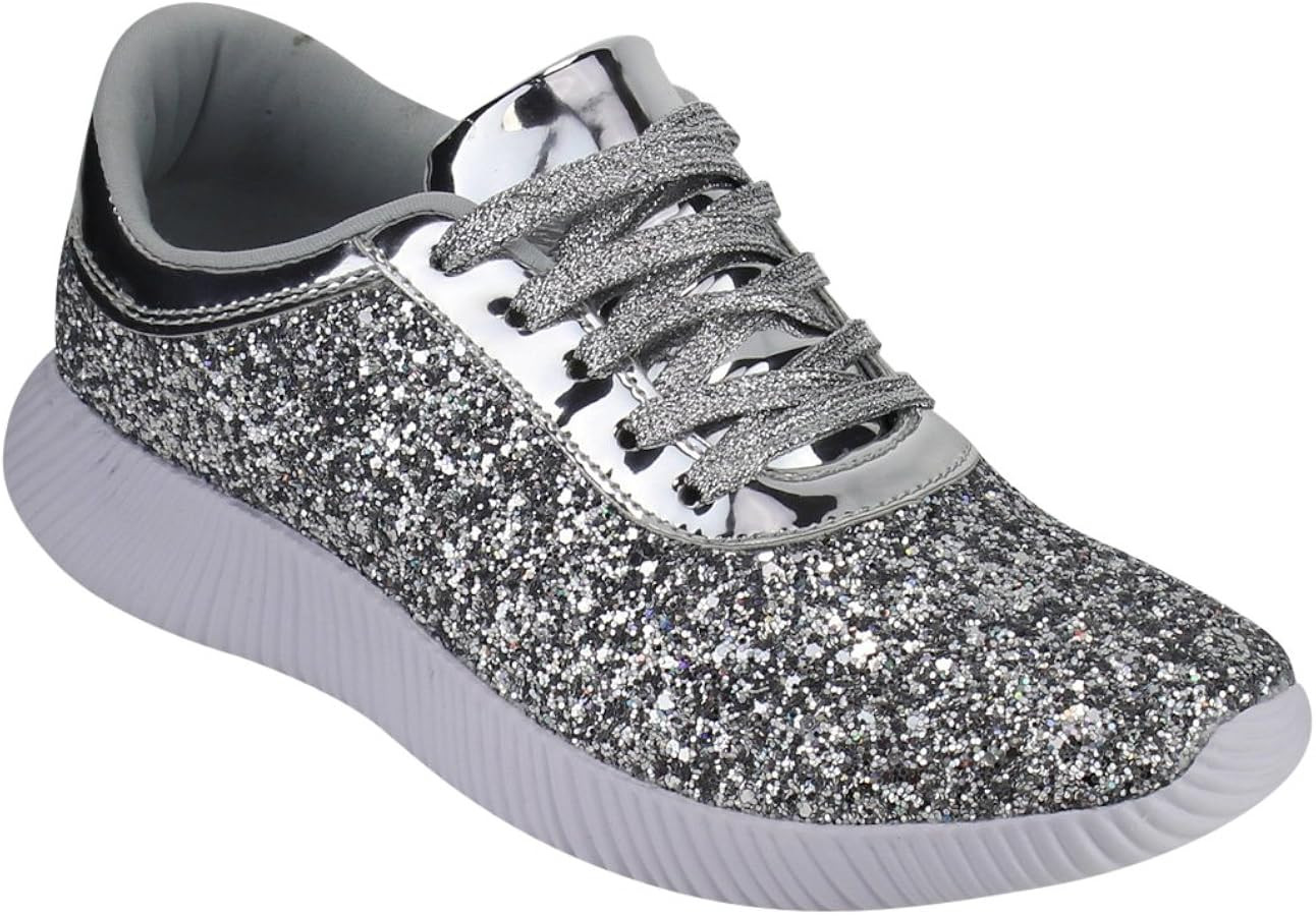 Nature Breeze Rosemarie-01 Womens Metallic Sparkling Bling Glitter Bomb Fashion Sneaker | Amazon (US)
