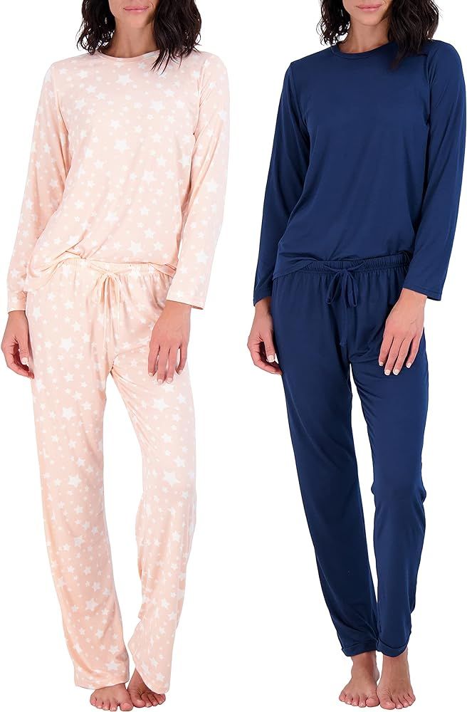 2 Pack: Women’s Pajama Set Super-Soft Short & Long Sleeve Top with Pants | Amazon (US)