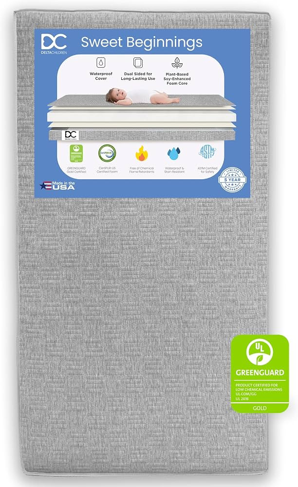 Delta Children Sweet Beginnings Dual Sided Baby Crib Mattress and Toddler Mattress, GREENGUARD Go... | Amazon (US)