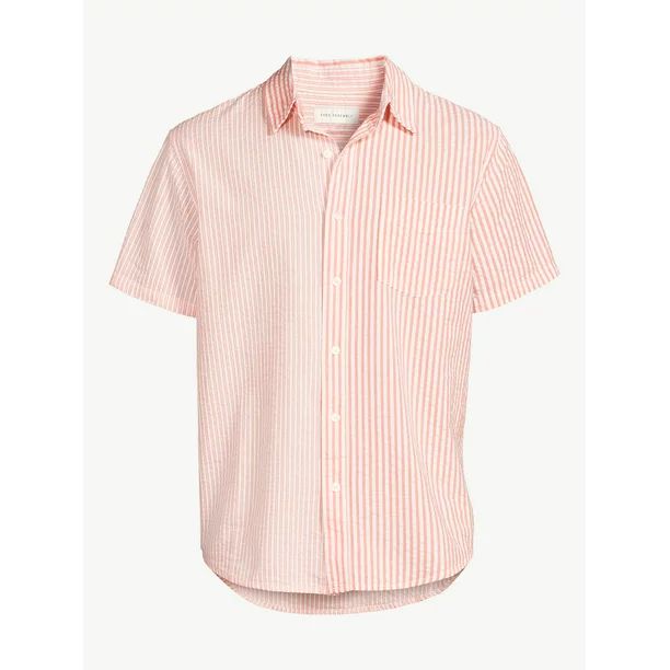 Free Assembly Men's Seersucker Stripe Shirt with Short Sleeves - Walmart.com | Walmart (US)
