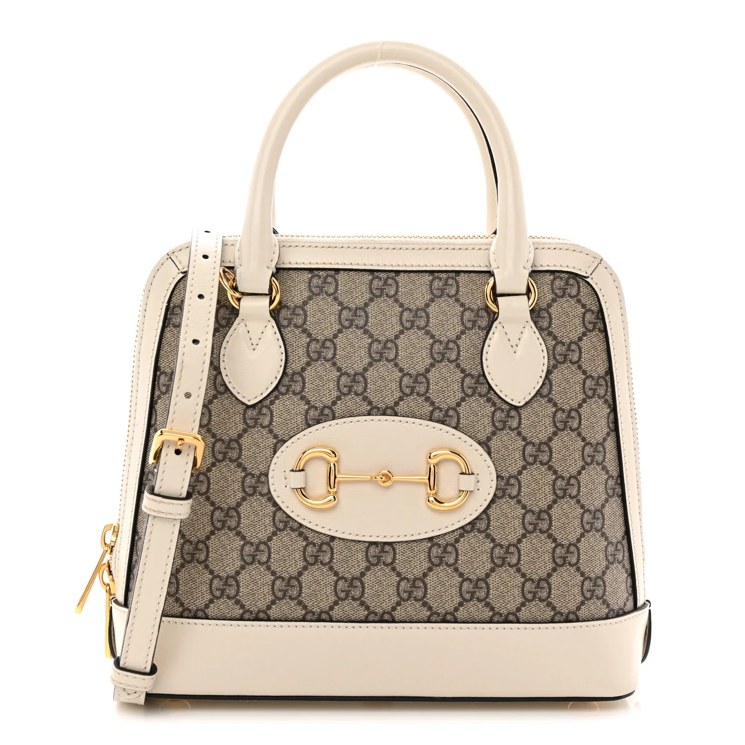 Gucci GG Supreme Monogram Azalea Calfskin Small Horsebit 1955 Top Handle Bag Beige Ebony Mystic W... | FASHIONPHILE (US)