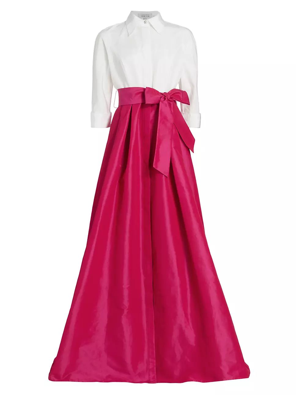 Belted Two-Tone Taffeta Shirt Gown | Saks Fifth Avenue