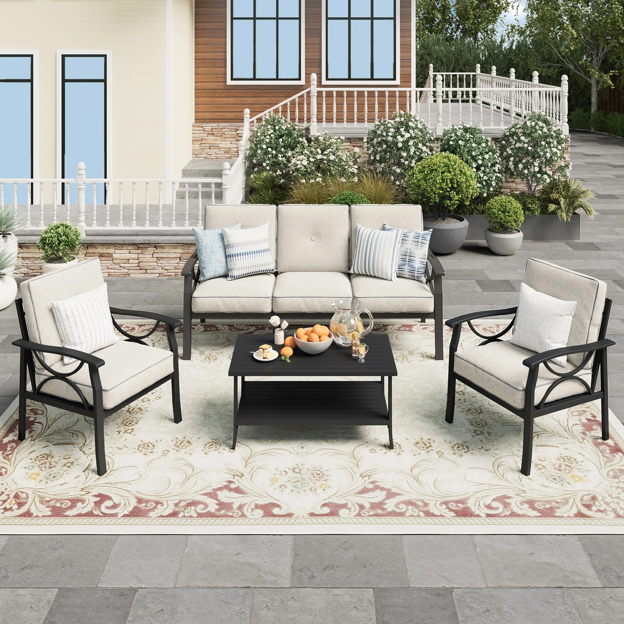 Brandtley 5 - Person Patio Conversation Sets with Cushions | Wayfair North America
