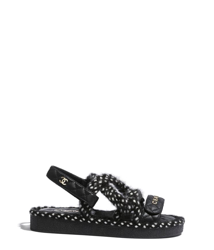 Cord & Lambskin Black & White Sandals | CHANEL | Chanel, Inc. (US)