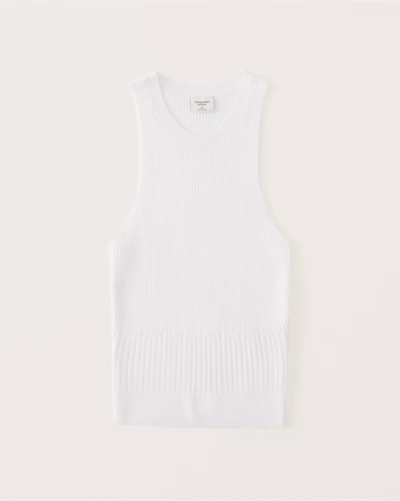 Abercrombie & Fitch Women's Rib Mix High-Neck Tank in White - Size L | Abercrombie & Fitch (US)