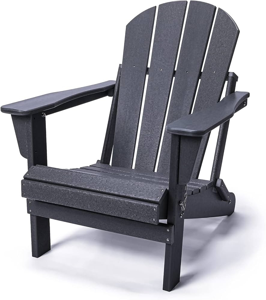 POLYDUN Folding Adirondack Chair, HDPE Outdoor Weather Resistant Plastic Patio Chair for Deck, Ga... | Amazon (US)