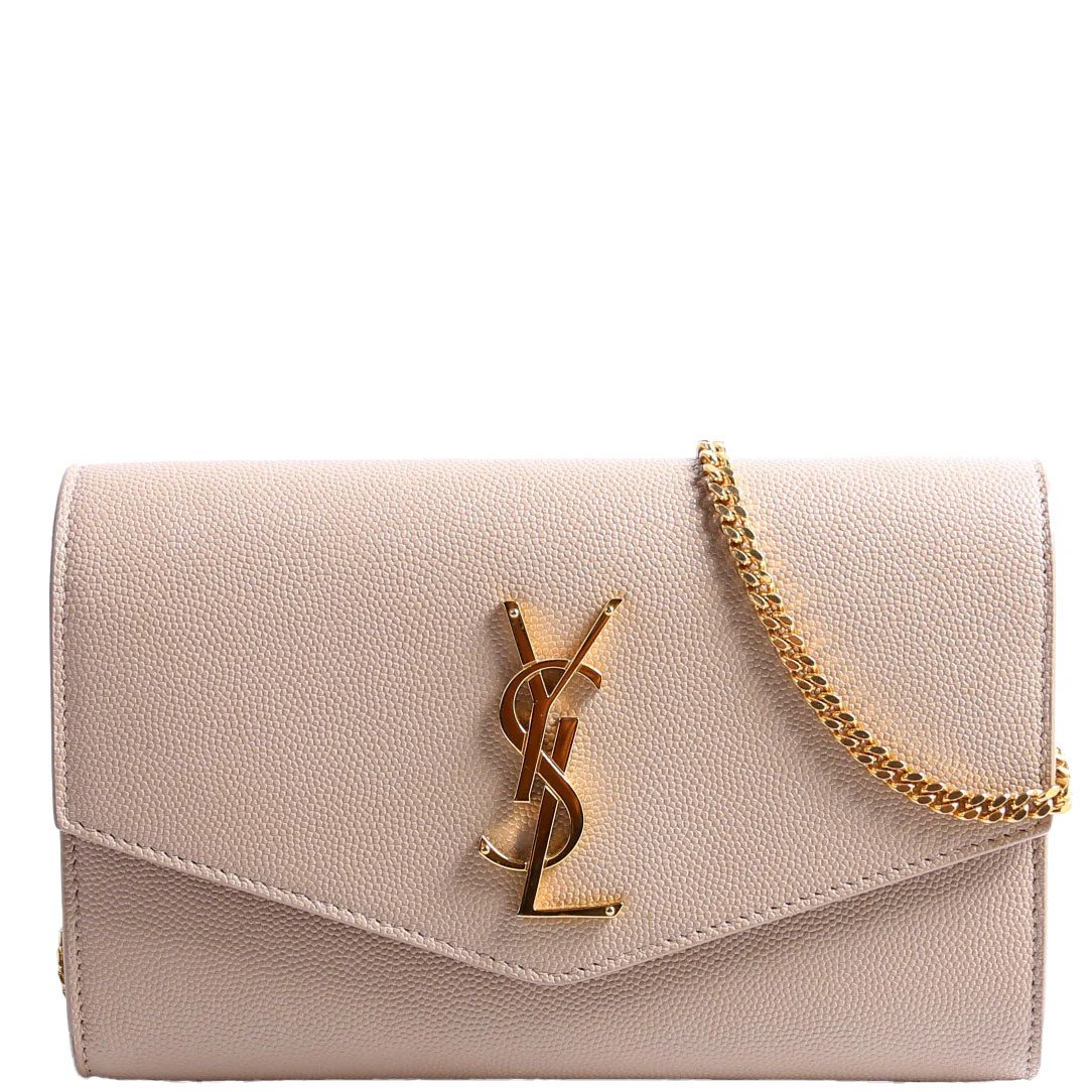 Uptown Chain Wallet Grain De Poudre 607788 Beige | Keeks Designer Handbags