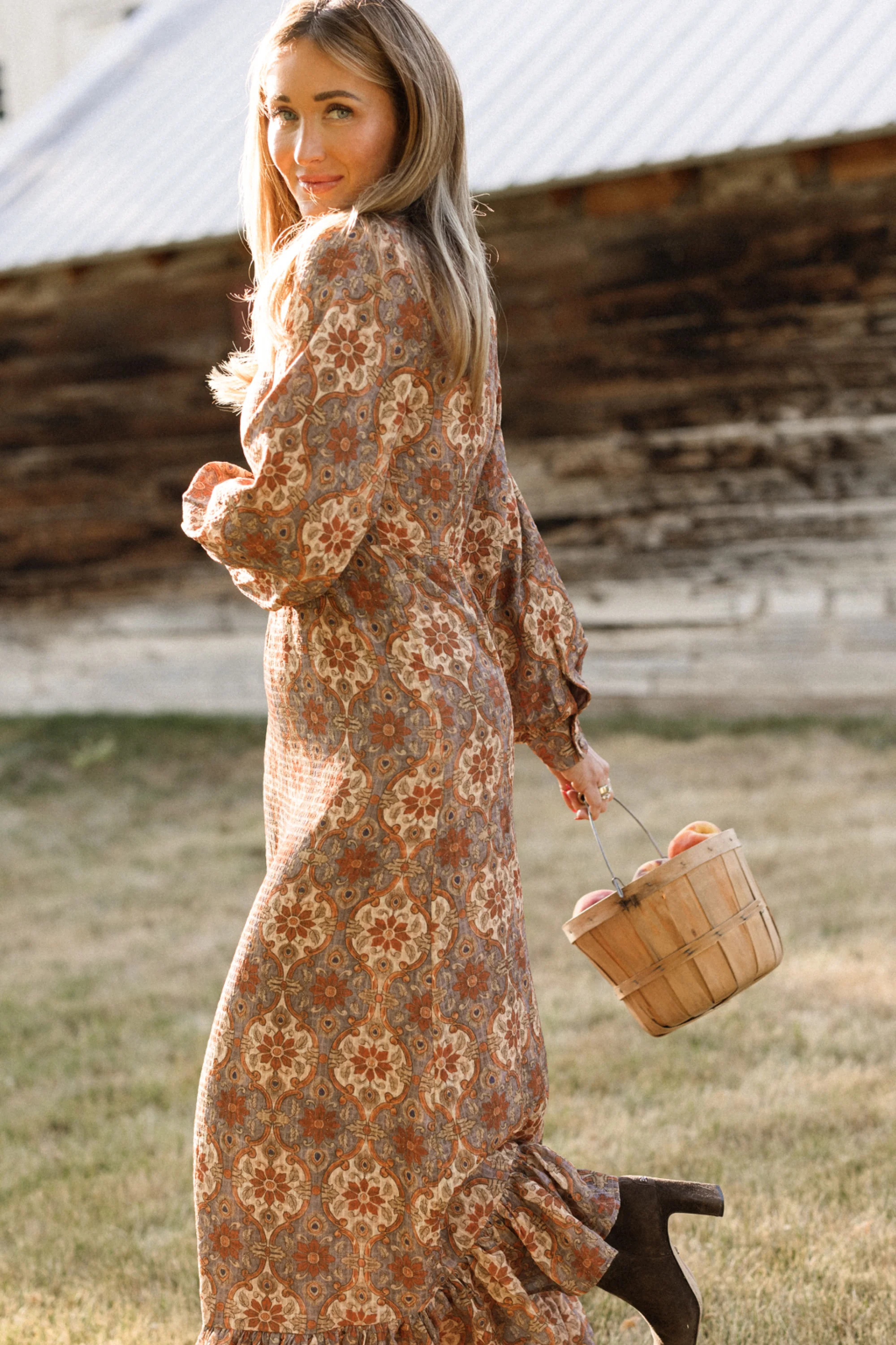 Draper Dress in Golden Hour Tesserae 2X | Ivy City Co