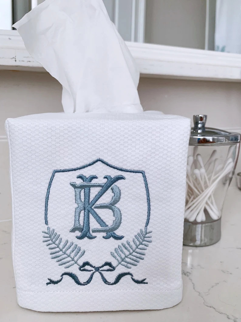 Tissue Box Cover Monogrammed Customized in Multiple Colors - Etsy | Etsy (US)