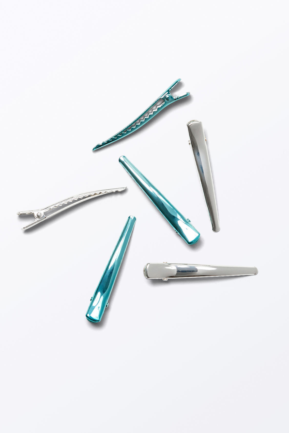 6-pack Shiny Hair Clips - Turquoise | Monki